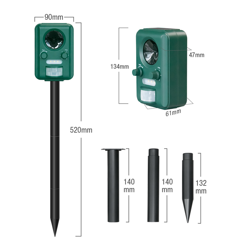 AOSION® Ultrasonic Solar Animal Repellent For Cat Bird Dog Fox AN-B030N-2