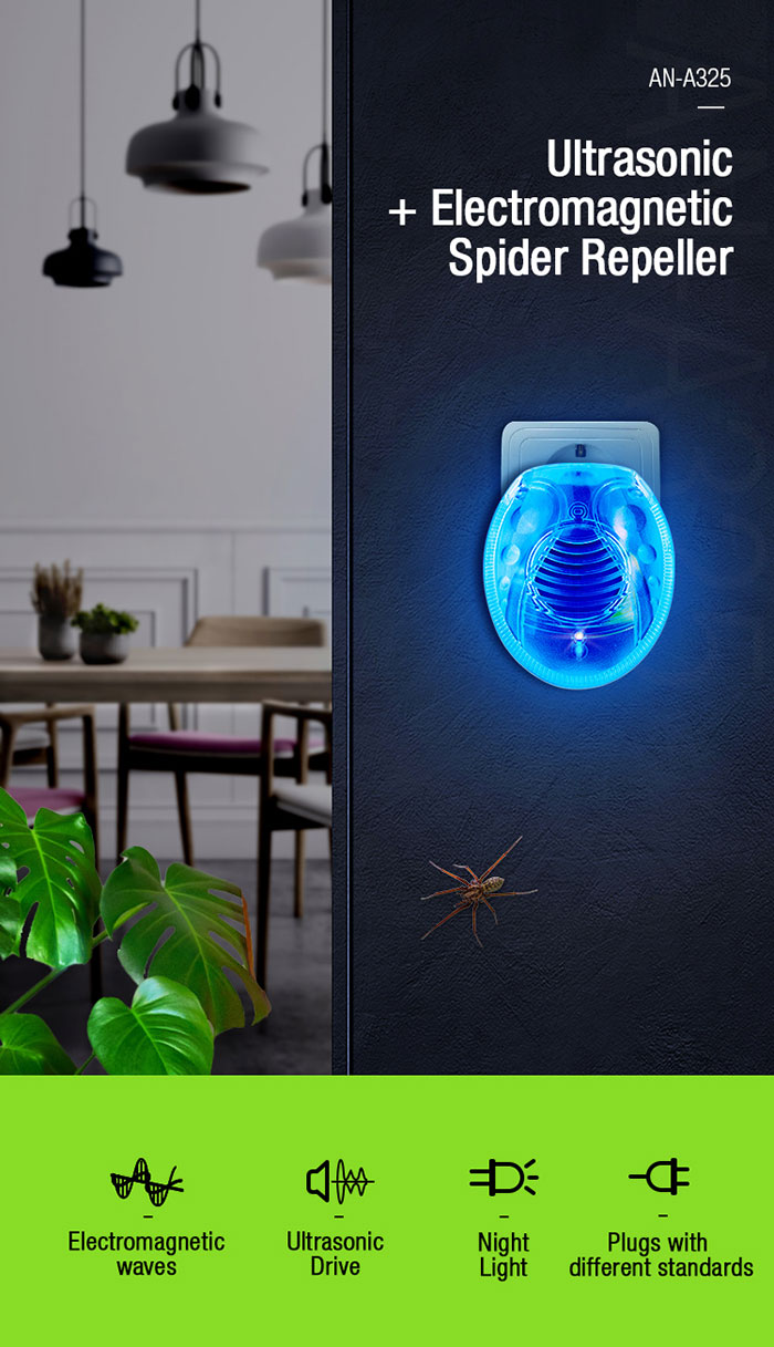 Ultrasonic spider repeller repels spiders from your home