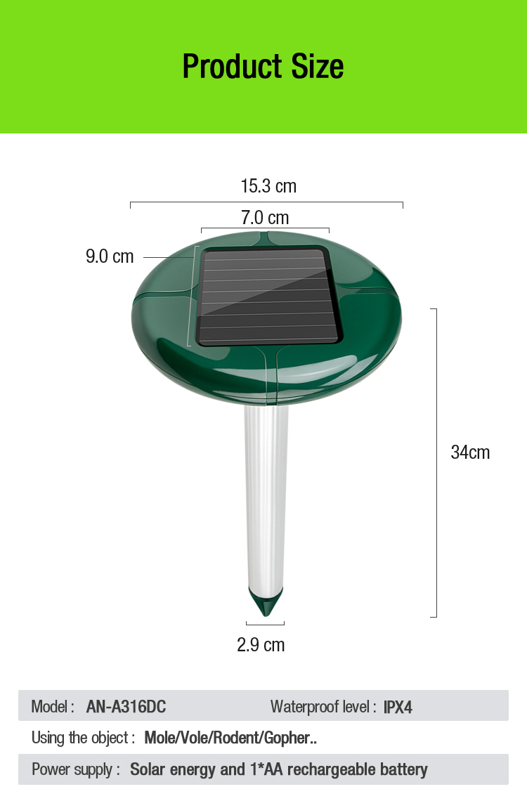 Vole Repeller Size parameter